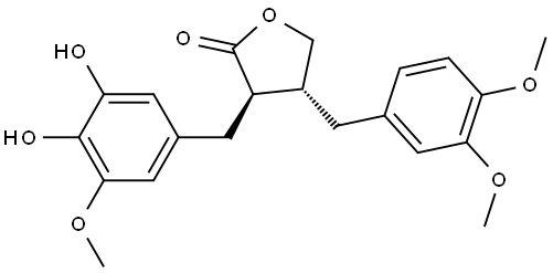 2(3H)-Furanone, 3-[(3,4-dihydroxy-5-methoxyphenyl)methyl]-4-[(3,4-dimethoxyphenyl)methyl]dihydro-, (3R,4R)- 结构式