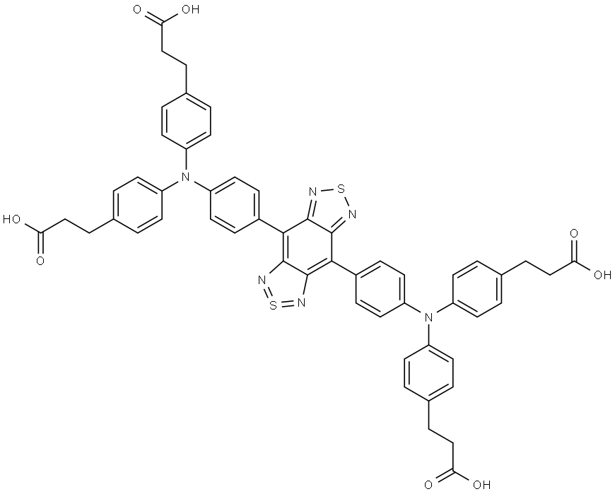 Benzenepropanoic acid, 4,4',4'',4'''-[2λ4δ2-benzo[1,2-c:4,5-c']bis[1,2,5]thiadiazole-4,8-diylbis(4,1-phenylenenitrilo)]tetrakis- 结构式