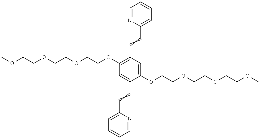 2,2'-((2,5-bis(2-(2-(2-methoxyethoxy)ethoxy)ethoxy)-1,4-phenylene)bis(ethene-2,1-diyl))dipyridine 结构式