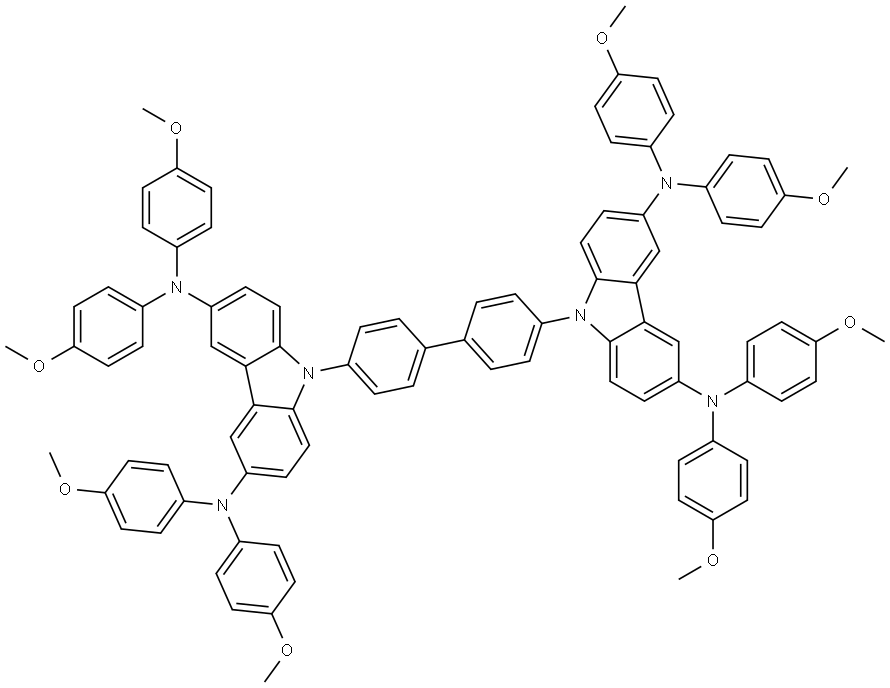 9,9'-([1,1'-联苯基]-4,4'-二基)双(N3,N3,N6,N6四(4-甲氧基苯基)-9H-咔唑-3,6-二胺) 结构式