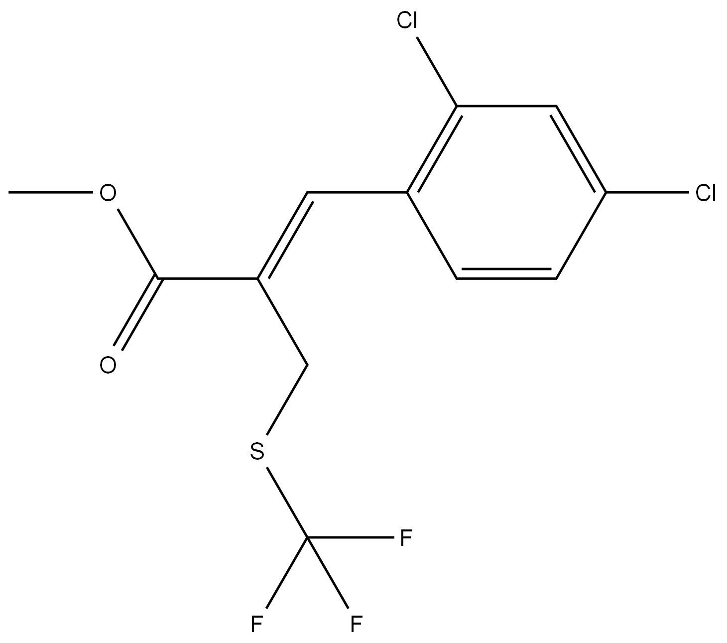 (Z)-methyl 3-(2,4-dichlorophenyl)-2-((trifluoromethylthio)methyl)acrylate 结构式