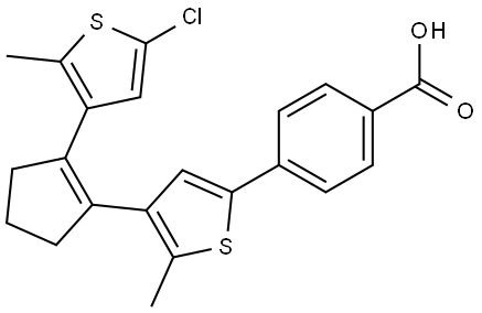 4-(4-(2-(5-氯-2-甲基噻吩-3-基)环戊-1-烯-1-基)-5-甲基噻吩-2-基)苯甲酸 结构式