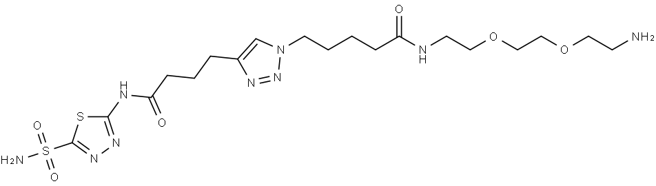 N-(2-(2-(2-AMINOETHOXY)ETHOXY)ETHYL)-5-(4-(4-OXO -4-((5-SULFAMOYL-1,3,4-THIADIAZOL-2-YL)AMINO)BUTYL)-1H-1,2,3-TRIAZOL-1-YL)PENTANAMID" 结构式