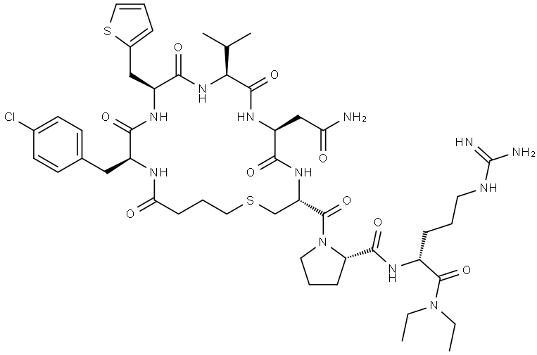 c(Bua-Cpa-Thi-Val-Asn-Cys)-Pro-Agm 结构式