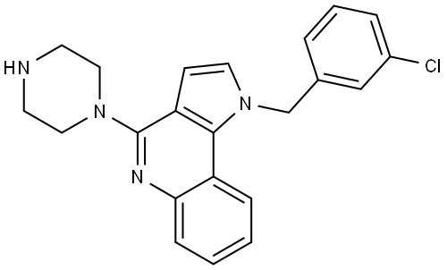1H-Pyrrolo[3,2-c]quinoline, 1-[(3-chlorophenyl)methyl]-4-(1-piperazinyl)- 结构式