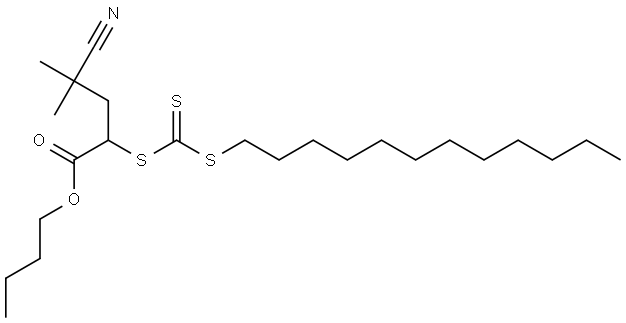 Pentanoic acid, 4-cyano-2-[[(dodecylthio)thioxomethyl]thio]-4-methyl-, butyl ester 结构式