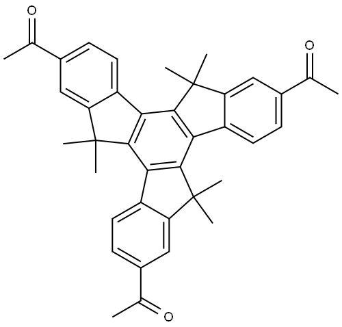 Ethanone, 1,1′,1′′-(10,15-dihydro-5,5,10,10,15,15-hexamethyl-5H-tribenzo[a,f,k]trindene-2,7,12-triyl)tris- 结构式
