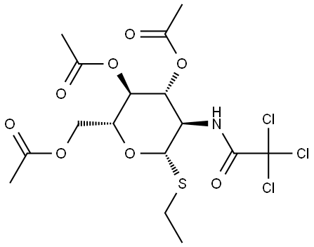 3,4,6-三-O-乙酰基-2-脱氧-1-硫代-2-三氯乙酰氨基-Β-D-吡喃葡萄糖苷 结构式