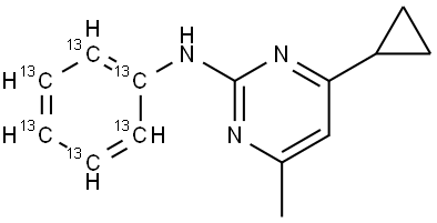 Cyprodinil-13C6 结构式