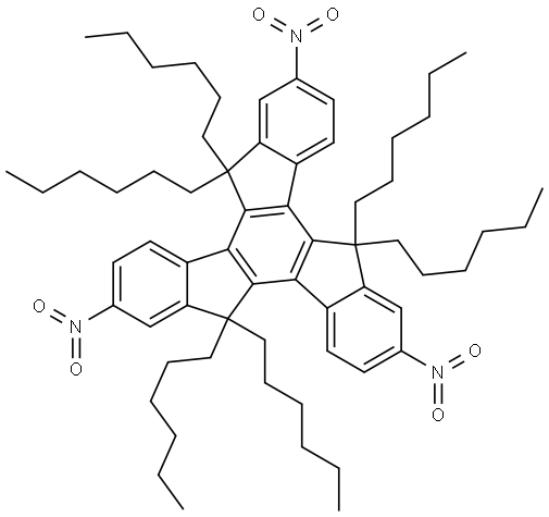 5,5,10,10,15,15-hexahexyl-2,7,12-trinitro-10,15-dihydro-5H-diindeno[1,2-a:1',2'-c]fluorene 结构式