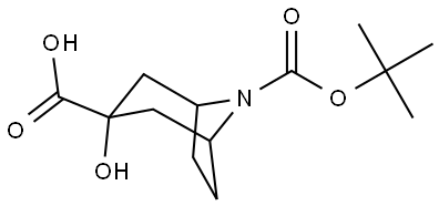 8-(叔丁氧基羰基)-3-羟基-8-氮杂双环[3.2.1]辛烷-3-羧酸 结构式