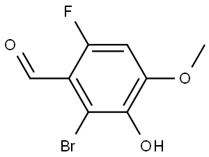 2-Bromo-6-fluoro-3-hydroxy-4-methoxybenzaldehyde 结构式