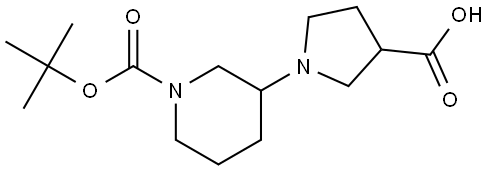 1-(1-(tert-butoxycarbonyl)piperidin-3-yl)pyrrolidine-3-carboxylic acid 结构式