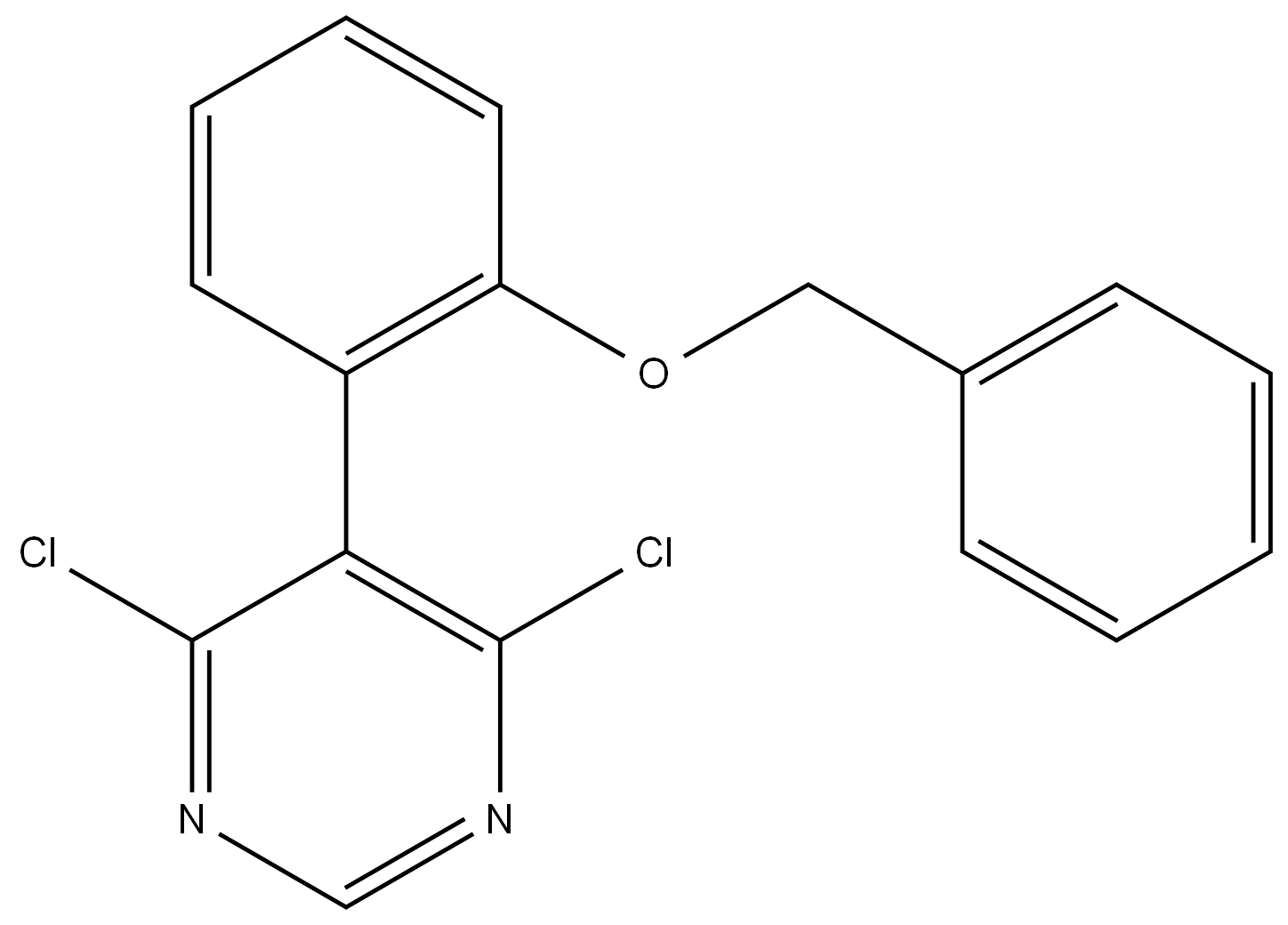 Pyrimidine, 4,6-dichloro-5-[2-(phenylmethoxy)phenyl]- 结构式
