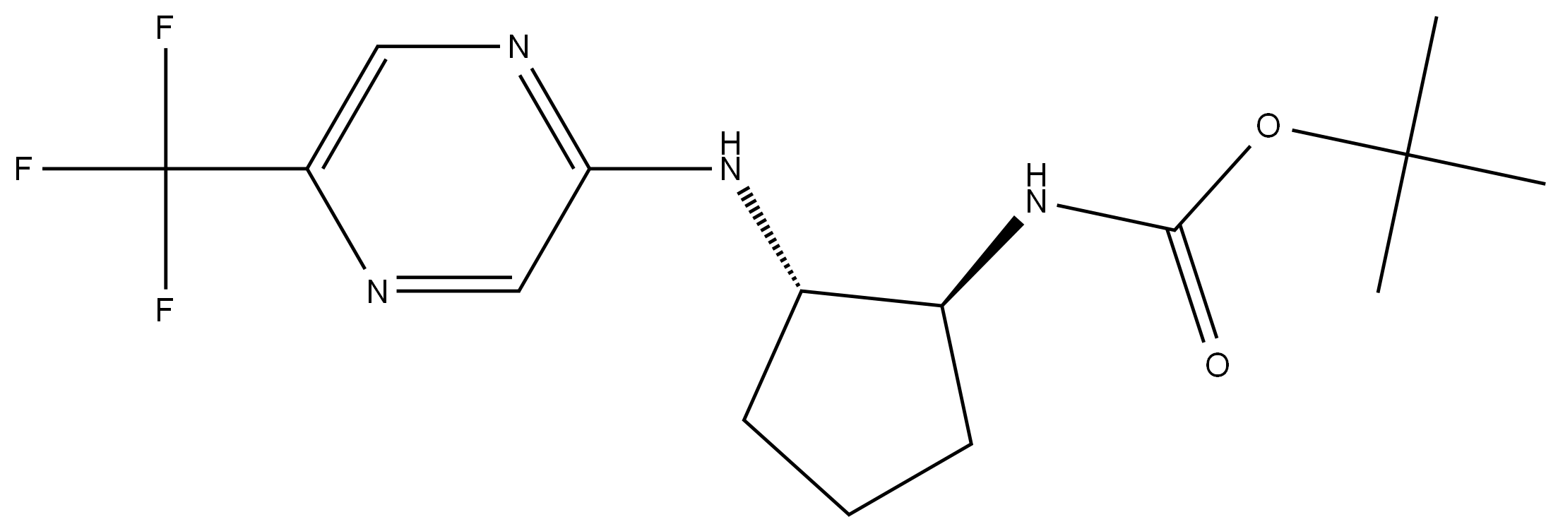 tert-butyl ((1S,2S)-2-((5-(trifluoromethyl)pyrazin-2-yl)amino)cyclopentyl)carbamate 结构式
