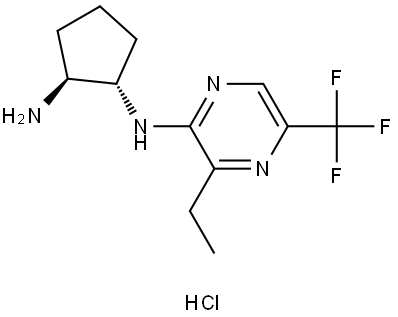 (1S,2S)-N1-(3-ethyl-5-(trifluoromethyl)pyrazin-2-yl)cyclopentane-1,2-diamine hydrochloride 结构式