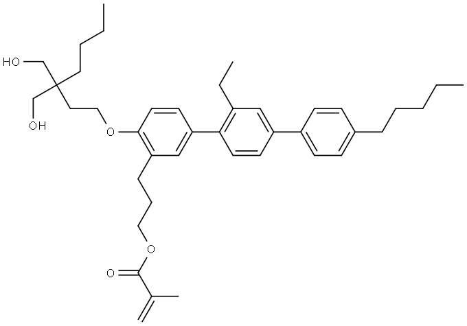 3-(4-((3,3-bis(hydroxymethyl)heptyl)oxy)-2'-ethyl-4''-pentyl-[1,1':4',1''-terphenyl]-3-yl)propyl methacrylate 结构式