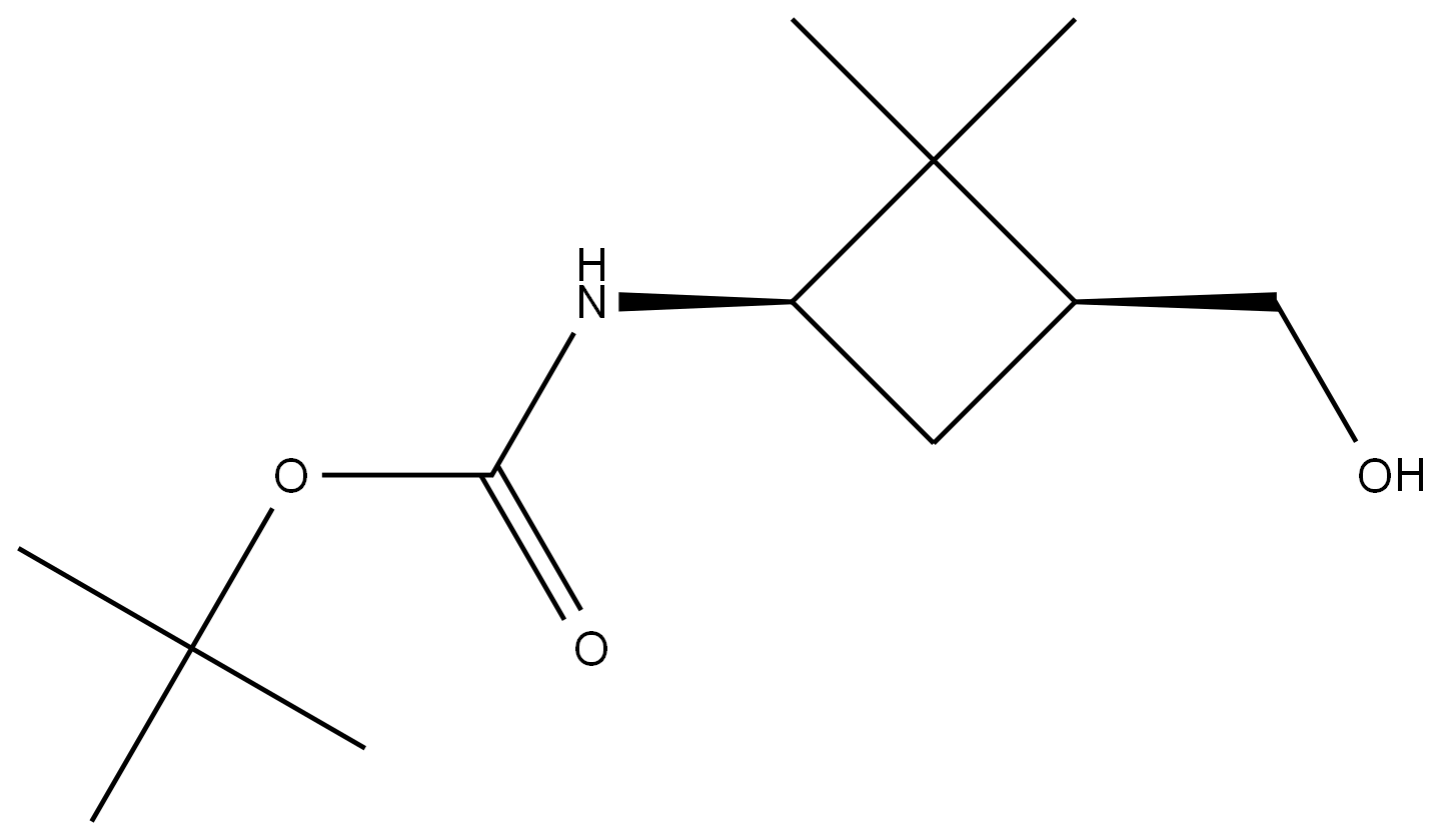 ((1R,3S)-3-(羟甲基)-2,2-二甲基环丁基)氨基甲酸叔丁酯 结构式