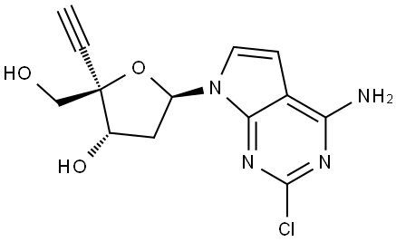 2-CHLORO-7-(2-DEOXY-4-C-ETHYNYL-Β-D-ERYTHRO-PENTOFURANOSYL)-7H-PYRROLO[2,3-D]PYRIMIDIN-4-AMINE 结构式