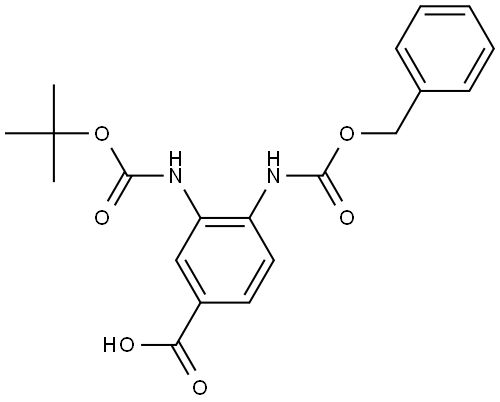 4-Benzyloxycarbonylamino-3-tert-butoxycarbonylamino-benzoic acid 结构式