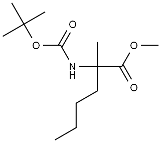 甲基 2-(BOC-氨基)-2-甲基己酸酯 结构式