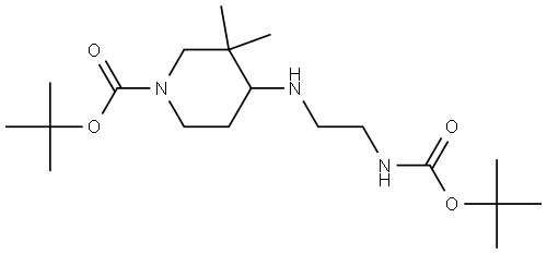tert-butyl 4-((2-((tert-butoxycarbonyl)amino)ethyl)amino)-3,3-dimethylpiperidine-1-carboxylate 结构式