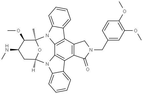 9,13-Epoxy-1H,9H-diindolo[1,2,3-gh:3',2',1'-lm]pyrrolo[3,4-j][1,7]benzodiazonin-1-one, 2-[(3,4-dimethoxyphenyl)methyl]-2,3,10,11,12,13-hexahydro-10-methoxy-9-methyl-11-(methylamino)-, [9S-(9α,10β,11β,13α)]- (9CI) 结构式