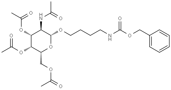 2-乙酰氨基-3,4,6-三-O-乙酰基-1-O-(N-CBZ-6-氨基丁基)-2-脱氧-Β-D-吡喃半乳糖 结构式