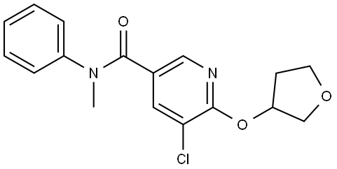 5-Chloro-N-methyl-N-phenyl-6-[(tetrahydro-3-furanyl)oxy]-3-pyridinecarboxamide 结构式