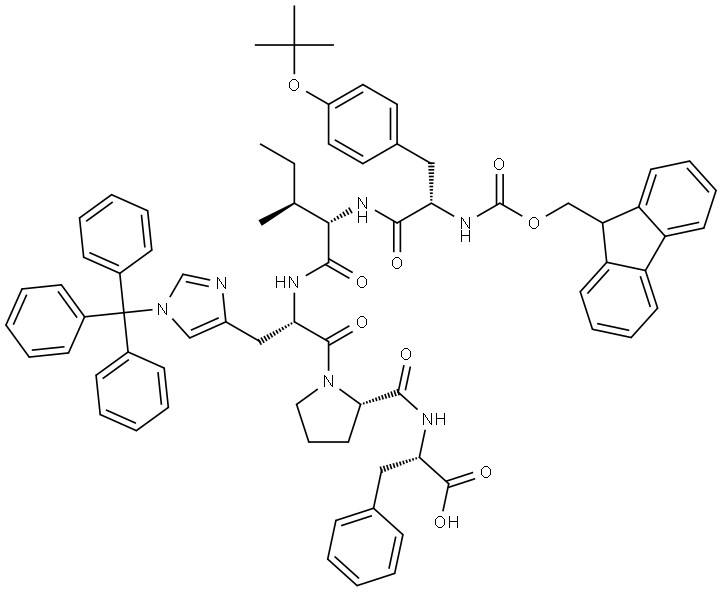 2-6-Angiotensin IV, 2-[O-(1,1-dimethylethyl)-N-[(9H-fluoren-9-ylmethoxy)carbonyl]-L-tyrosine]-3-L-isoleucine-4-[1-(triphenylmethyl)-L-histidine]- (9CI) 结构式