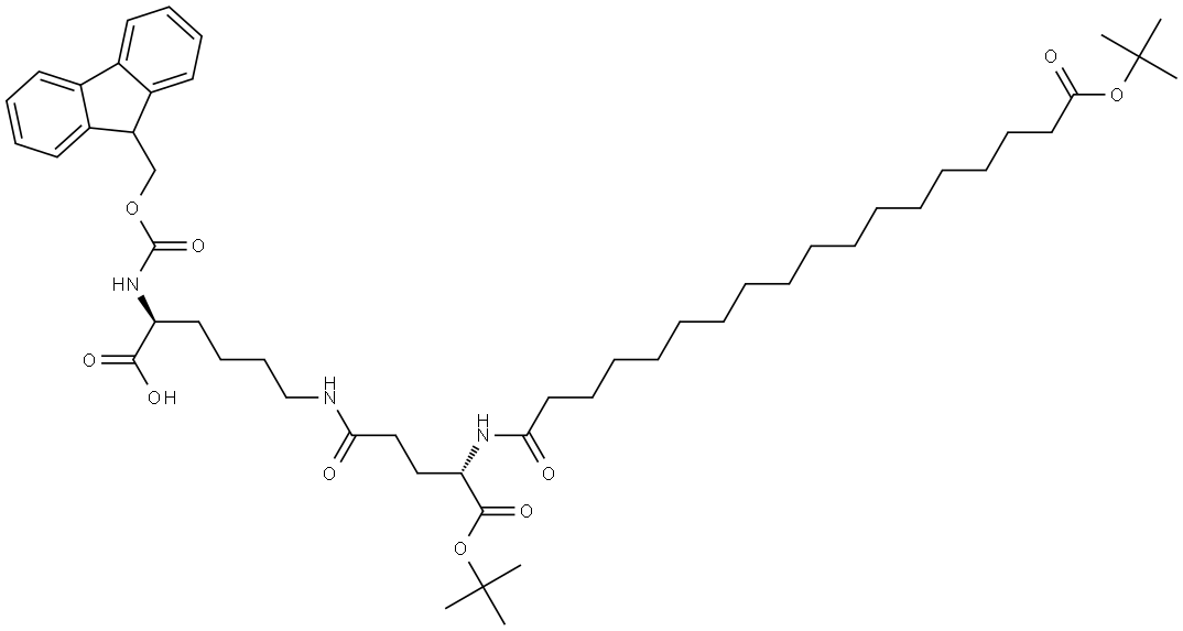 Fmoc-Lys[γ-Glu(OtBu)-C18-OtBu)]-OH 结构式