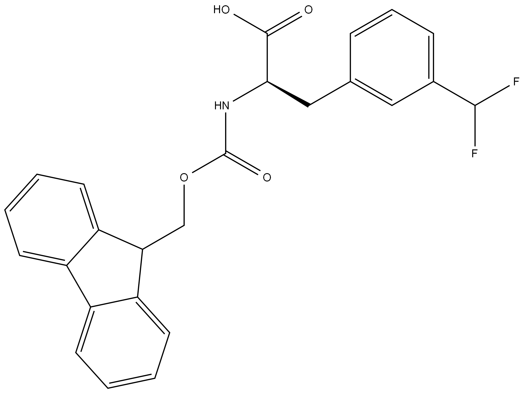 D-Phenylalanine, 3-(difluoromethyl)-N-[(9H-fluoren-9-ylmethoxy)carbonyl]- 结构式