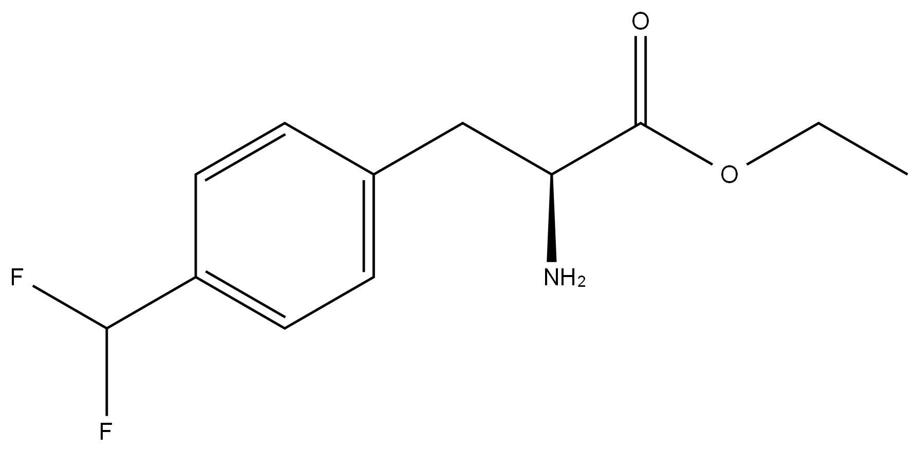ethyl (S)-2-amino-3-(4-(difluoromethyl)phenyl)propanoate 结构式