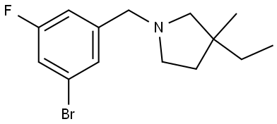 1-(3-bromo-5-fluorobenzyl)-3-ethyl-3-methylpyrrolidine 结构式