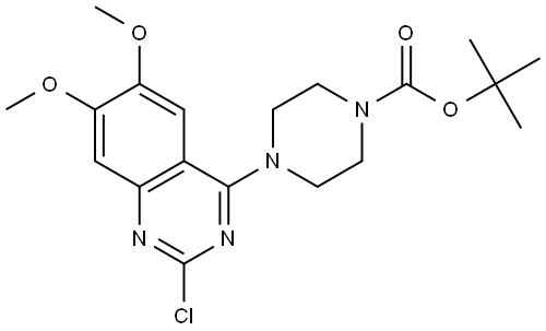 tert-butyl 4-(2-chloro-6,7-dimethoxyquinazolin-4-yl)piperazine-1-carboxylate 结构式
