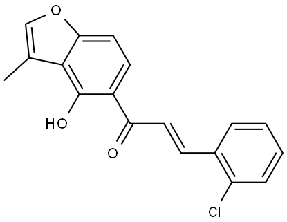 (2E)-3-(2-Chlorophenyl)-1-(4-hydroxy-3-methyl-5-benzofuranyl)-2-propen-1-one 结构式