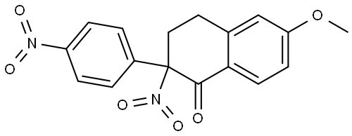 6-methoxy-2-nitro-2-(4-nitrophenyl)-3,4-dihydronaphthalen-1-(2H)-one 结构式