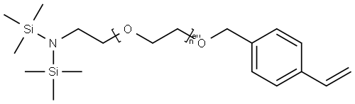 Α-[2-[双(三甲基硅基)氨基]乙基]-Ω-[(4-乙烯基苯基)甲氧基]聚(氧基-1,2-乙叉基)醚 结构式