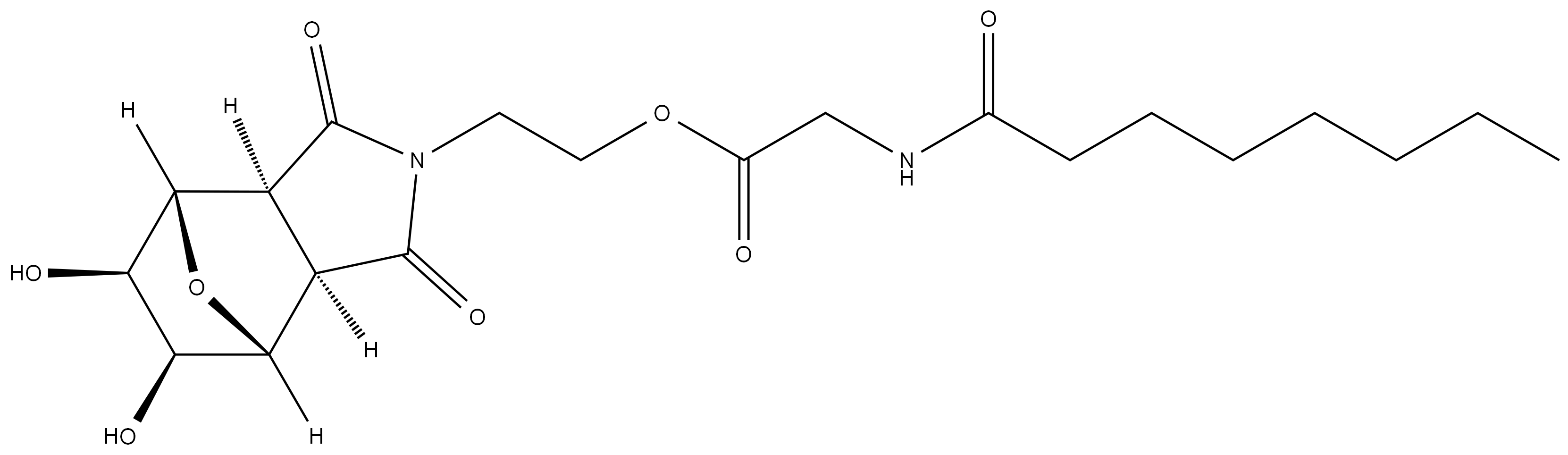 2-((3aR,4R,5S,6R,7S,7aS)-5,6-dihydroxy-1,3-dioxohexahydro-1H-4,7-epoxyisoindol-2(3H)-yl)ethyl 2-octanamidoacetate 结构式