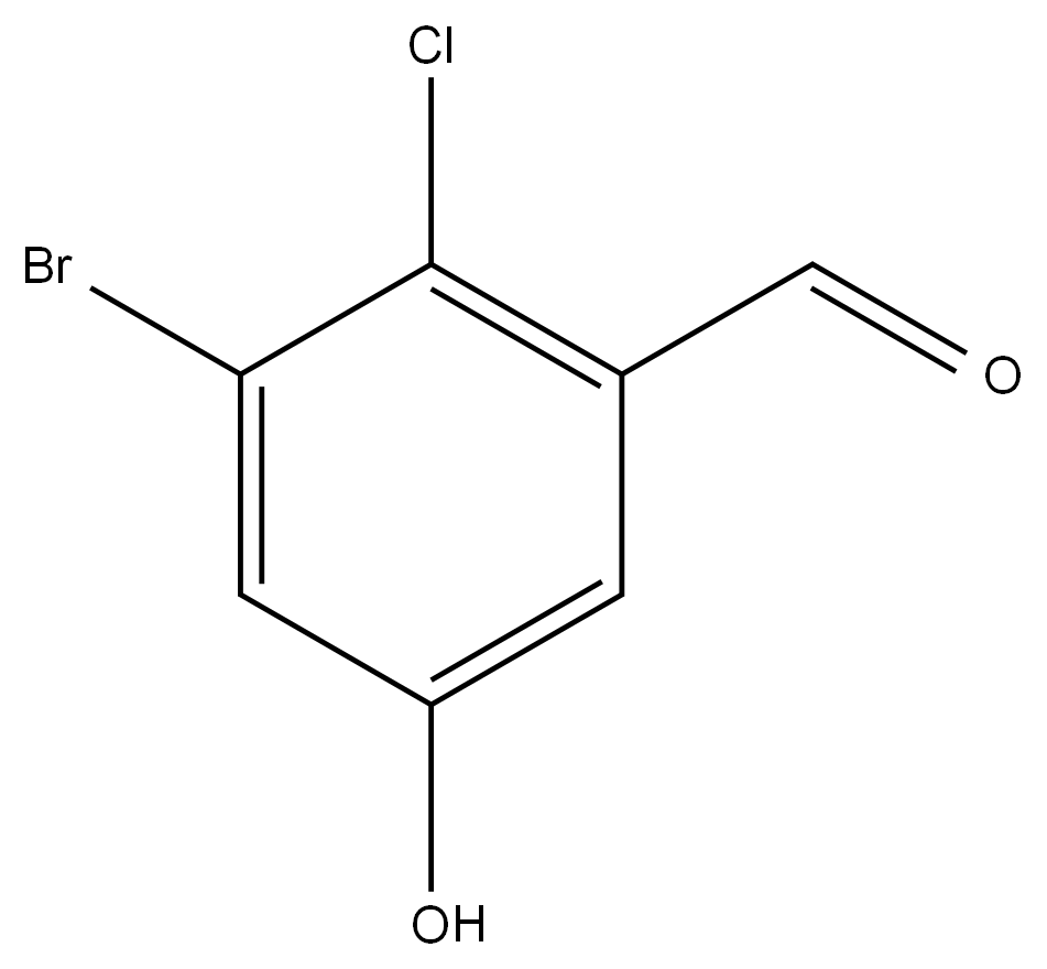 3-Bromo-2-chloro-5-hydroxybenzaldehyde 结构式