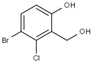 4-溴-3-氯-2-(羟甲基)苯酚 结构式