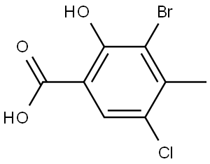 3-Bromo-5-chloro-2-hydroxy-4-methylbenzoic acid 结构式