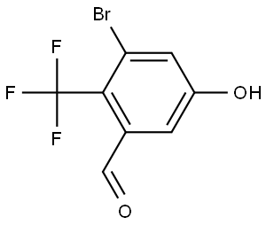 3-Bromo-5-hydroxy-2-(trifluoromethyl)benzaldehyde 结构式
