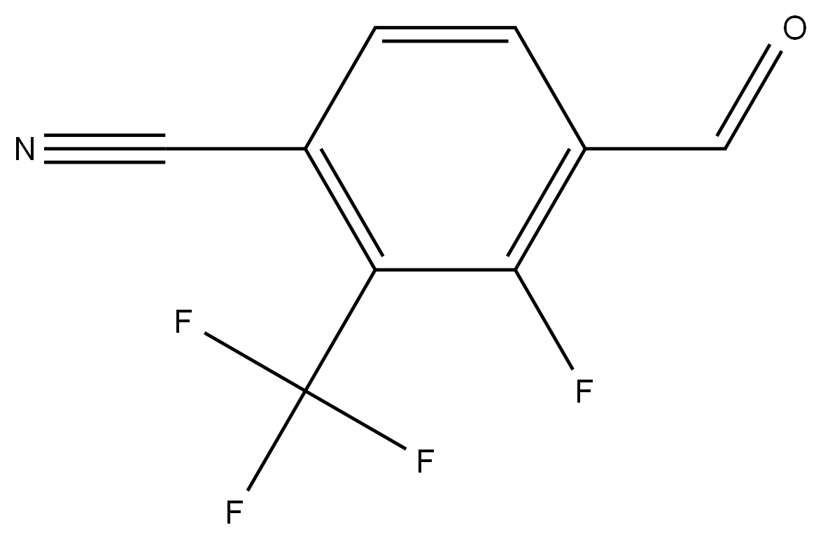 3-fluoro-4-formyl-2-(trifluoromethyl)benzonitrile 结构式