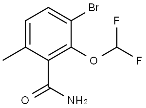 3-Bromo-2-(difluoromethoxy)-6-methylbenzamide 结构式