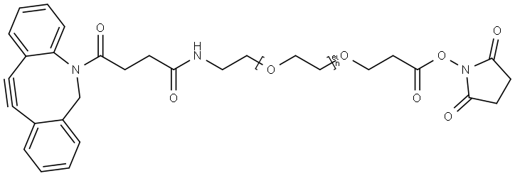 Azadibenzocyclooctyne-PEG12-N-hydroxysuccinimidyl ester 结构式