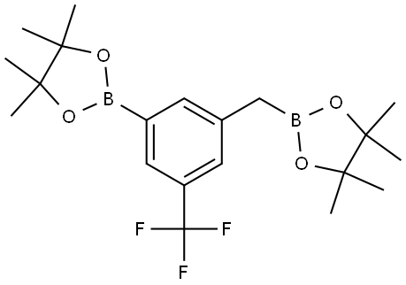 4,4,5,5-四甲基-2-(3-(4,4,5,5-四甲基-1,3,2-二氧硼杂环戊烷-2-基)-5-(三氟甲基)苯基)-1,3,2-二氧硼烷 结构式