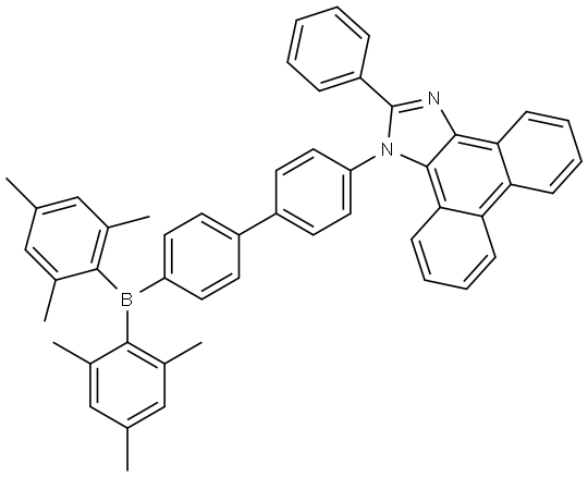 1-(4'-(dimesitylboryl)-[1,1'-biphenyl]-4-yl)-2-phenyl-1H-phenanthro[9,10-d]imidazole 结构式