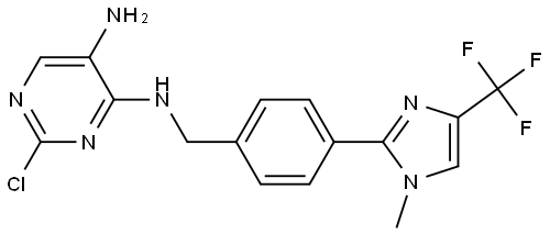 2-chloro-N4-(4-(1-methyl-4-(trifluoromethyl)-1H-imidazol-2-yl)benzyl)pyrimidine-4,5-diamine 结构式