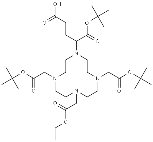 4-(4,10-BIS(2-(TERT-BUTOXY)-2-OXOETHYL)-7-(2-ETHOXY-2-OXOETHYL) -1,4,7,10-TETRAAZACYCLODODECAN-1-YL)-5-(TERT-BUTOXY)-5-OXOPENTANOIC ACID 结构式